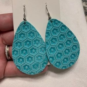 vegan leather teardrop geometrical earrings
